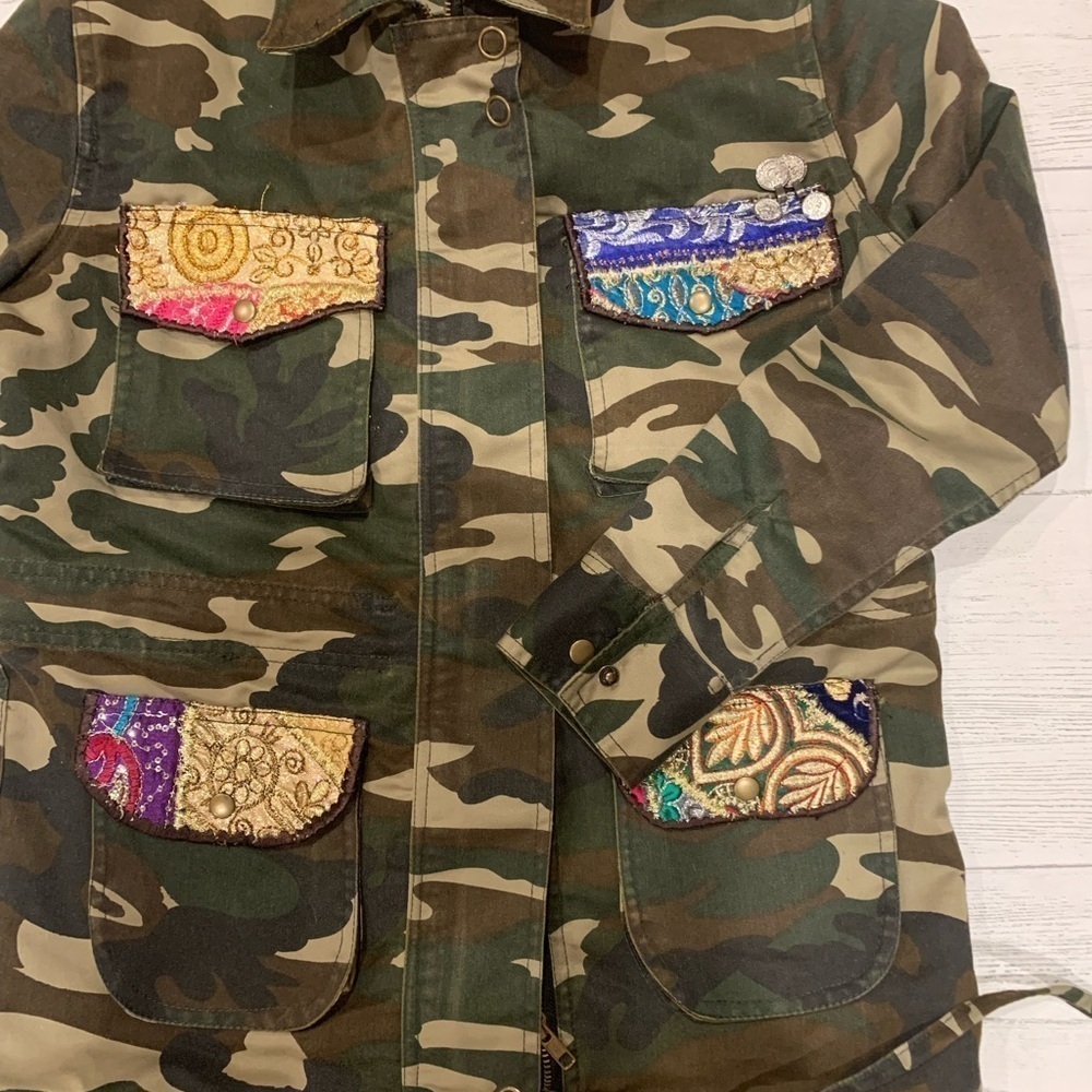 Beautiful stories camo military embellished jacket size S - Picture 6 of 12